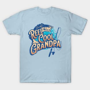 Father's Day Grandpa Reel Cool Grandpa Fishing Retro Fish T-Shirt